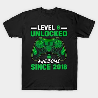 Level 6 Unlocked Awesome Since 2018 6Th Birthday Gaming T-Shirt